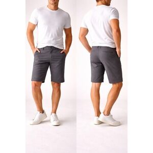 Eddie Bauer Men's 38 Gray Slim Fit Legend Wash Shorts Cotton Stretch 8" Inseam